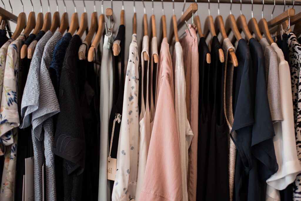 Capsule wardrobe for beginners with timeless clothing essentials in neutral colors.